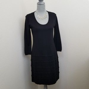 Calvin Klein Black Sweater Dress with Skirt Detail